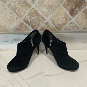 Adrienne Vittadini Black Suede Ankle Heels
